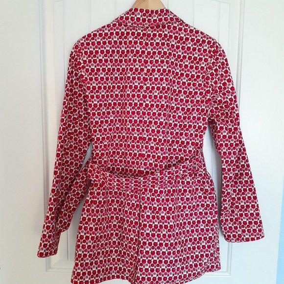 Gap Tulip Print Button Front Coat With Self Belt Red Pink Size S - Picture 2 of 16